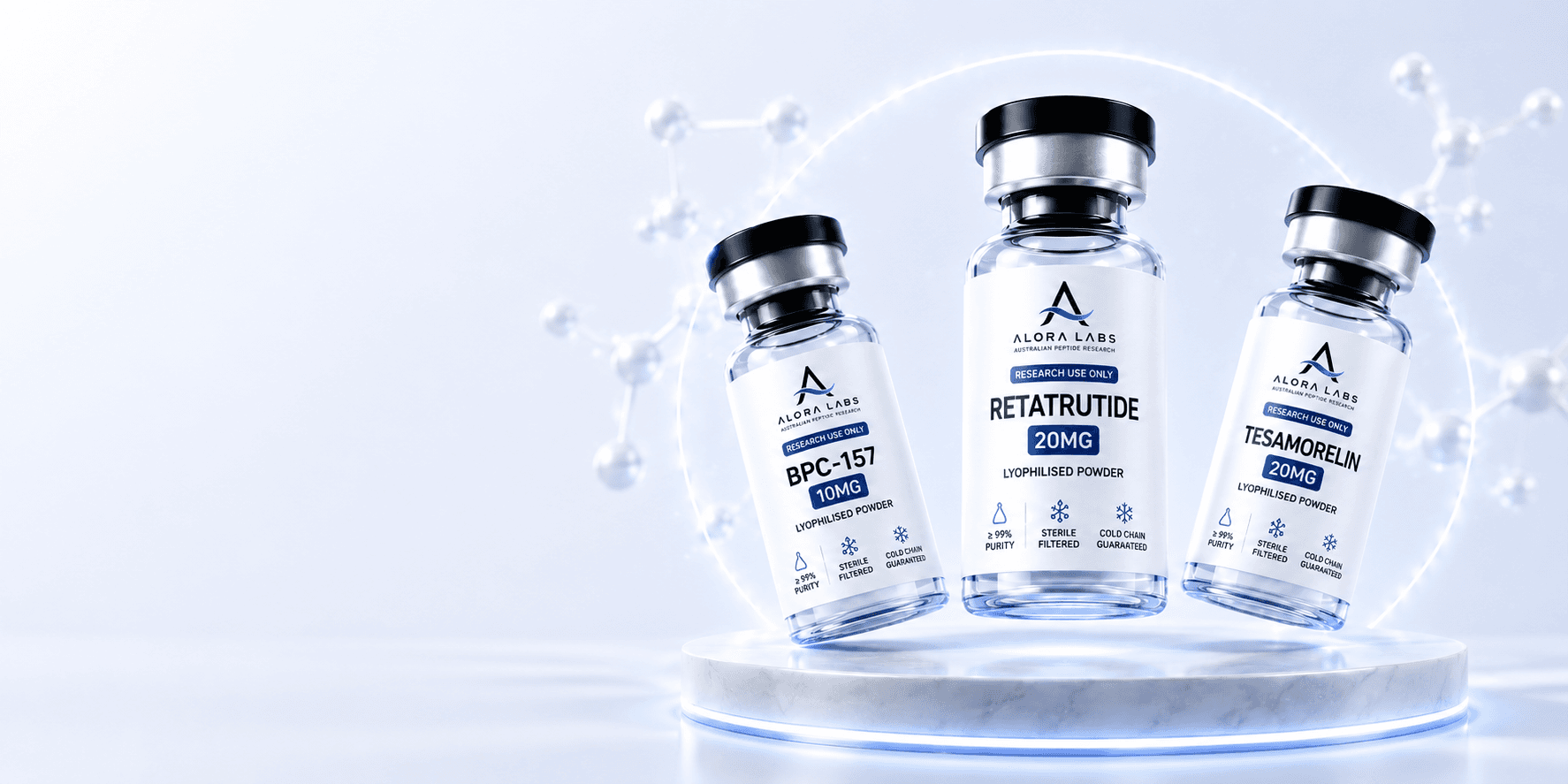 Alora Labs research peptide vials